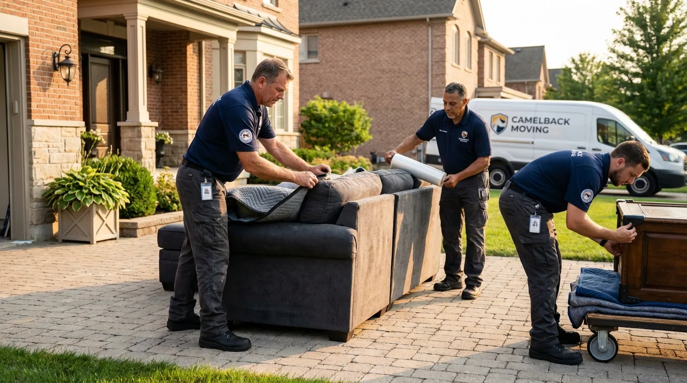 Large estate moving crew wrapping furniture in Deer Park, WA
