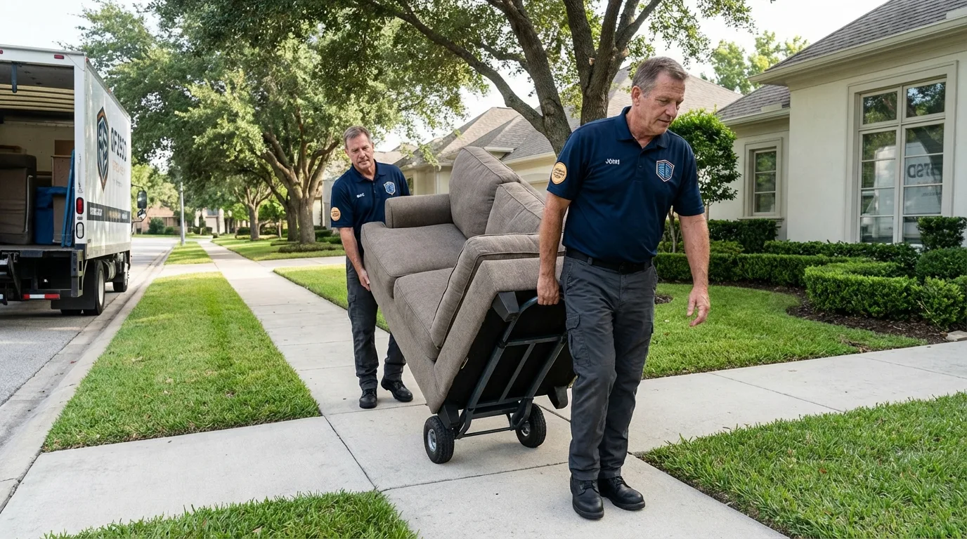 Local residential moving crew loading furniture in Deer Park, WA