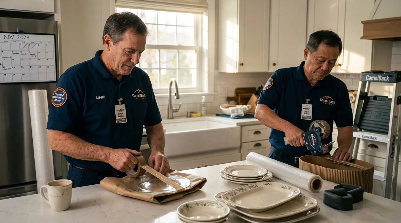 Professional crew packing kitchen dishware in Deer Park, WA